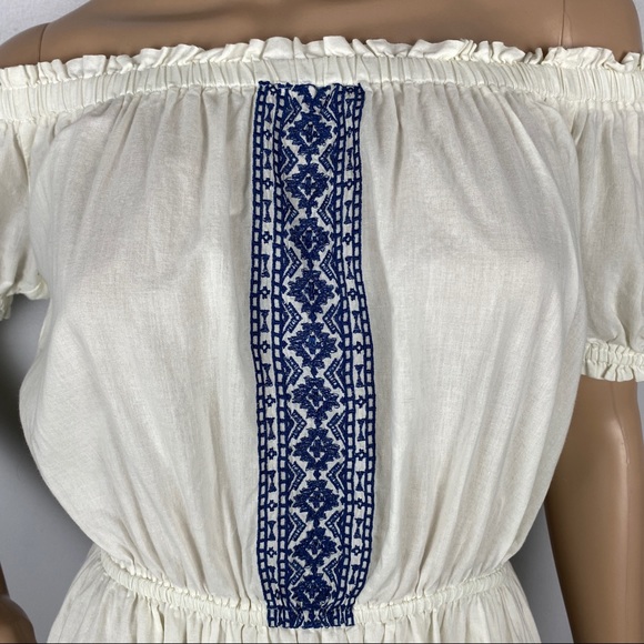 TULAROSA REVOLVE IVORY OFF-THE-SHOULDER EMBROIDERED MINI DRESS - Picture 3 of 8